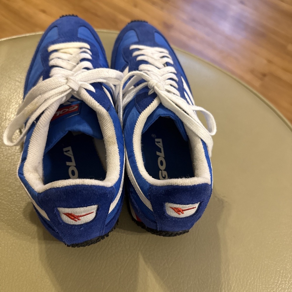 Gola Men's Size 9 Retro Track Running Shoes Blue White Red Nylon Suede Athletic - Picture 5 of 13